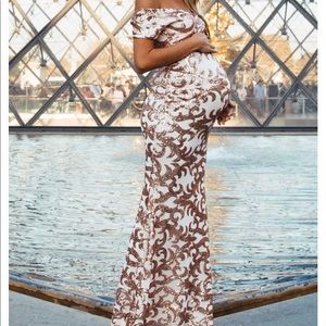 Pinkblush Rosegold Sequin Maternity Dress size S.